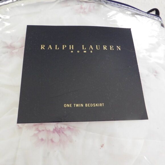 NEW Ralph Lauren‎ Twin Solange Bed Skirt Ruffle White Lavender Purple Floral 15" - Picture 1 of 6